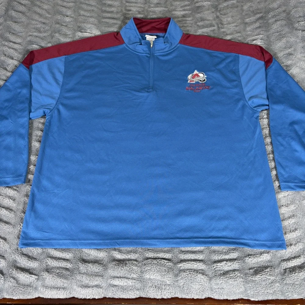NHL Colorado Avalanche 1/4 Zip Pullover Jacket Blue Burgundy Mens 2XL AR095